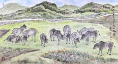藝術(shù)家蔡俊章博士 《陽(yáng)明山擎天崗草原放牧圖》+《十牛圖頌》賞析
